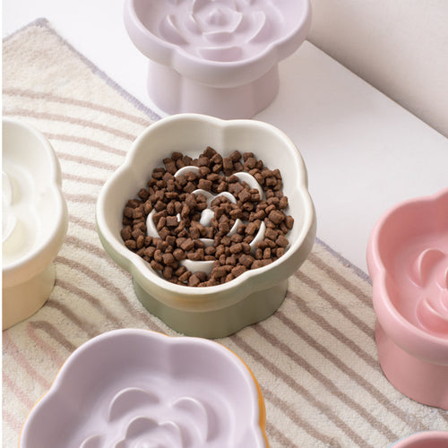 Ceramic Flower Slow Feeder Bowl