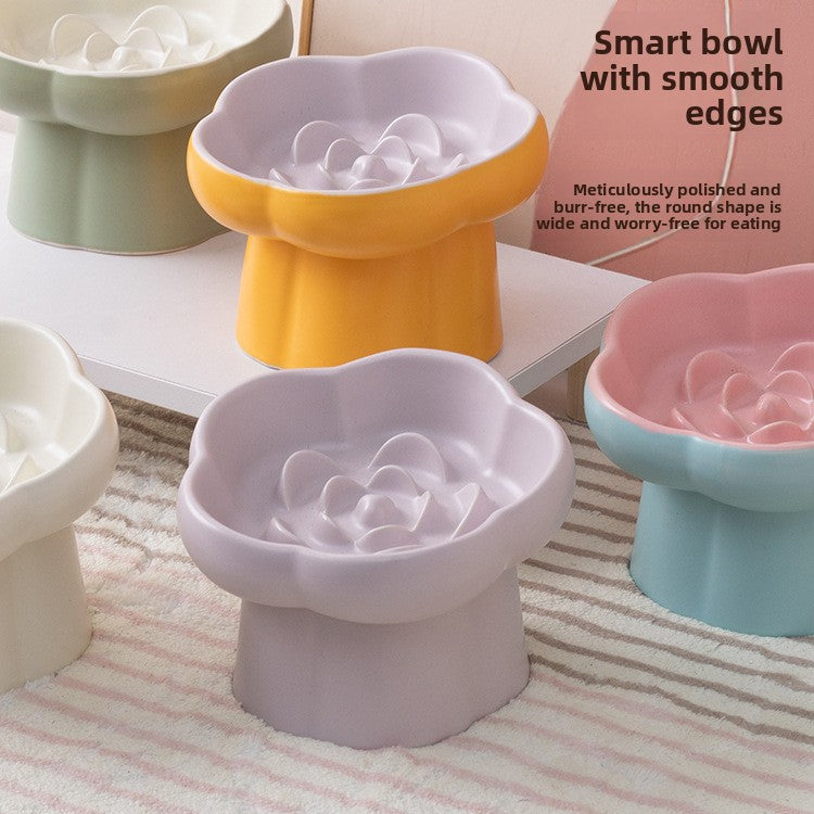Ceramic Flower Slow Feeder Bowl
